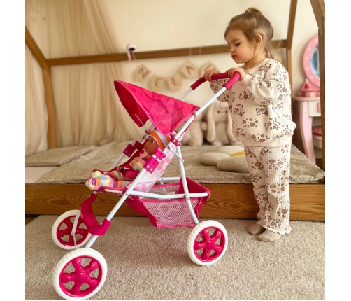 WOOPIE ROYAL Wózek dla Lalek Spacerówka w Kwiaty