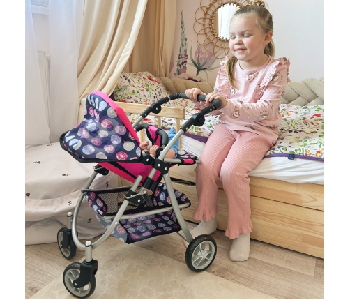 WOOPIE ROYAL Wózek dla Lalek Regulowane Siedzisko 4 Koła