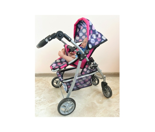 WOOPIE ROYAL Wózek dla Lalek Regulowane Siedzisko 4 Koła