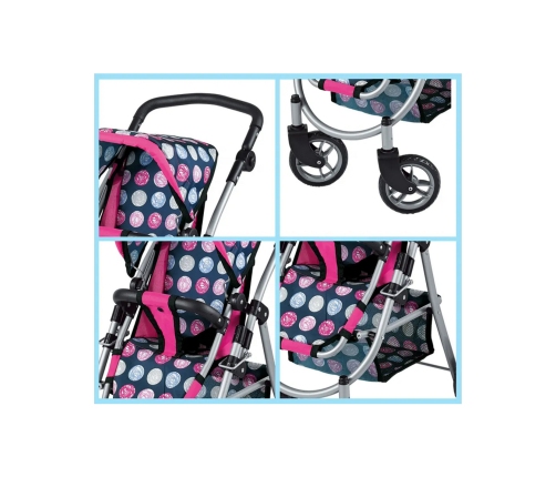 WOOPIE ROYAL Wózek dla Lalek Regulowane Siedzisko 4 Koła