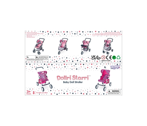 WOOPIE ROYAL Wózek dla Lalek Regulowane Siedzisko 4 Koła