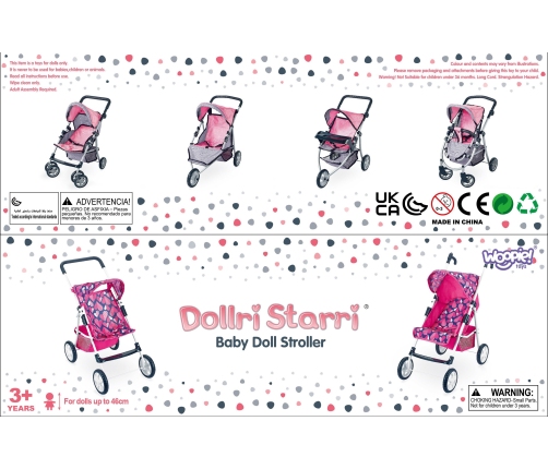 WOOPIE ROYAL Wózek dla Lalek Regulowane Siedzisko 4 Koła