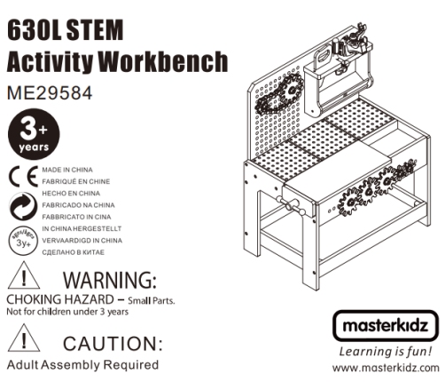 MASTERKIDZ Drewniany Warsztat XXL Montessori STEM z Narzędziami
