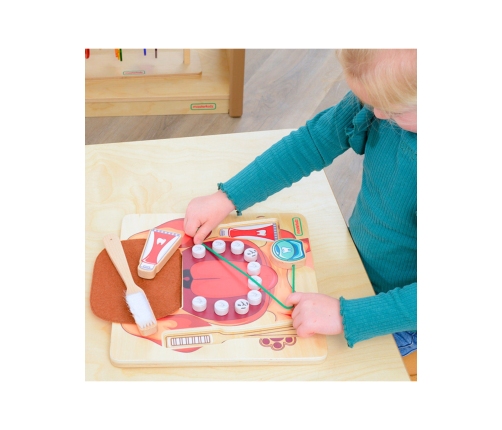 MASTERKIDZ Nauka Zdrowej Higieny Jamy Ustnej na Przykładzie Pieska - Tablica Ścienna Edukacyjna Montessori