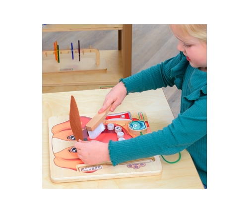 MASTERKIDZ Nauka Zdrowej Higieny Jamy Ustnej na Przykładzie Pieska - Tablica Ścienna Edukacyjna Montessori