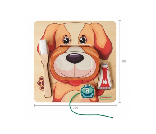 MASTERKIDZ Nauka Zdrowej Higieny Jamy Ustnej na Przykładzie Pieska - Tablica Ścienna Edukacyjna Montessori