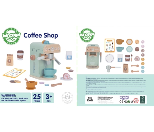 WOOPIE GREEN Drewniany Ekspres do Kawy 25 el Cukiernia Barista