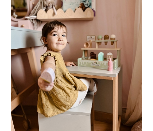 WOOPIE GREEN Drewniana Lodziarnia Sklepik Zestaw z Lodami Stragan 16 EL