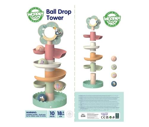 WOOPIE GREEN Drewniany Kulodrom Tor Kulkowy 6EL Sensoryczne Edukacyjny