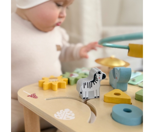 WOOPIE GREEN Drewniany Stolik Edukacyjny Muzyczny Labirynt Sensoryczny 5W1