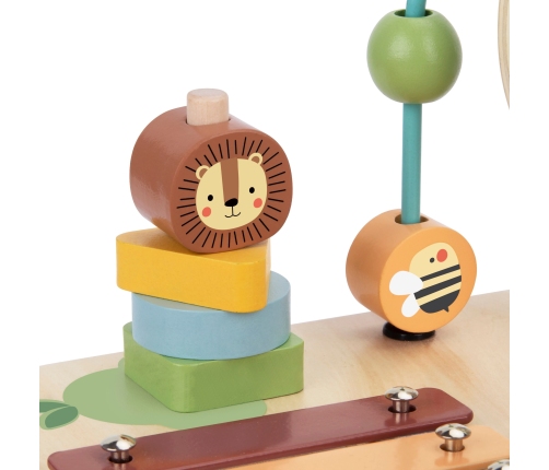 WOOPIE GREEN Drewniany Stolik Edukacyjny Muzyczny Labirynt Sensoryczny 5W1