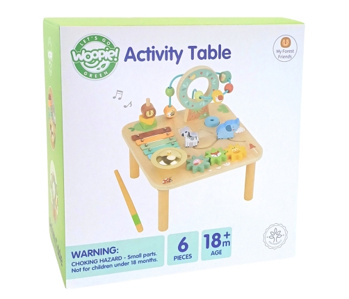 WOOPIE GREEN Drewniany Stolik Edukacyjny Muzyczny Labirynt Sensoryczny 5W1
