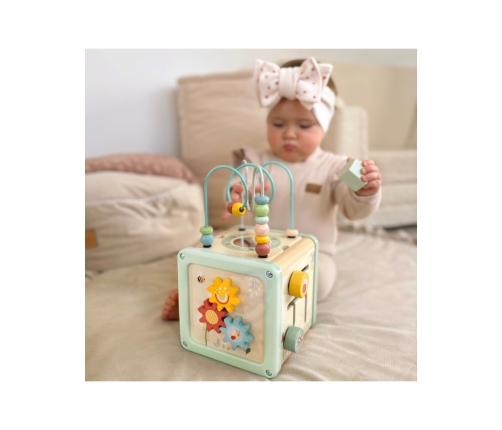 WOOPIE GREEN Drewniana Kostka Aktywności Multifunkcyjna Edukacyjna Sorter