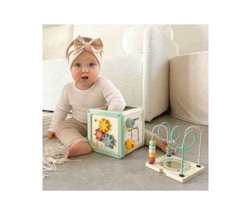 WOOPIE GREEN Drewniana Kostka Aktywności Multifunkcyjna Edukacyjna Sorter