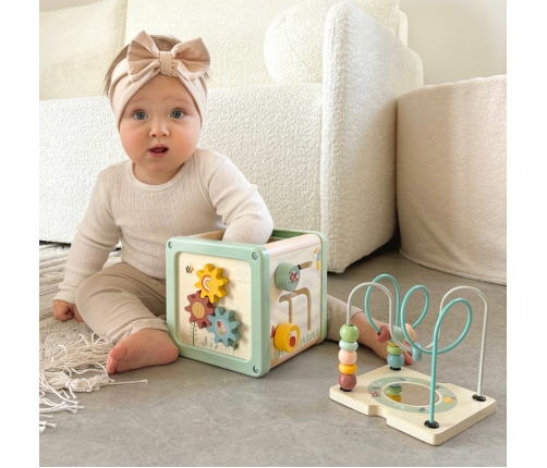 WOOPIE GREEN Drewniana Kostka Aktywności Multifunkcyjna Edukacyjna Sorter