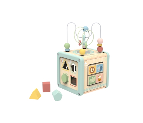 WOOPIE GREEN Drewniana Kostka Aktywności Multifunkcyjna Edukacyjna Sorter