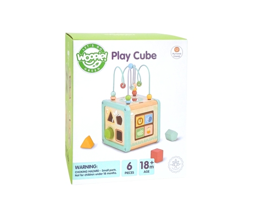 WOOPIE GREEN Drewniana Kostka Aktywności Multifunkcyjna Edukacyjna Sorter