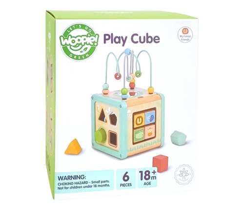 WOOPIE GREEN Drewniana Kostka Aktywności Multifunkcyjna Edukacyjna Sorter