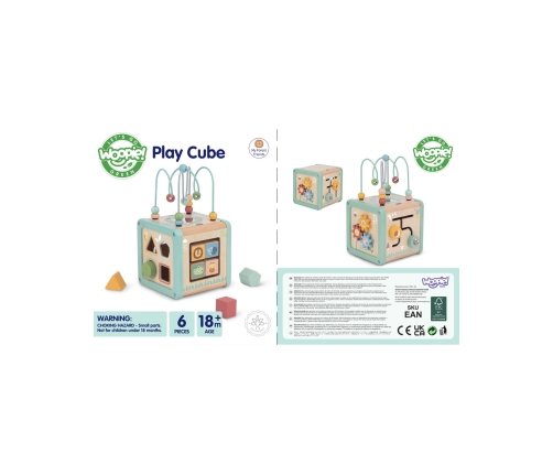 WOOPIE GREEN Drewniana Kostka Aktywności Multifunkcyjna Edukacyjna Sorter