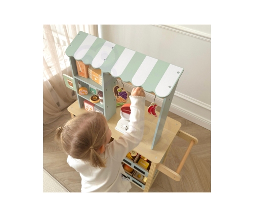 WOOPIE GREEN Sklepik Duży Wielofunkcyjny Drewniany Stragan Food Truck 73 el