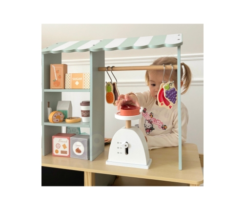 WOOPIE GREEN Sklepik Duży Wielofunkcyjny Drewniany Stragan Food Truck 73 el