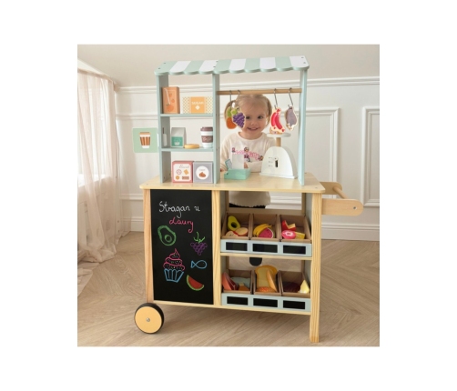 WOOPIE GREEN Sklepik Duży Wielofunkcyjny Drewniany Stragan Food Truck 73 el