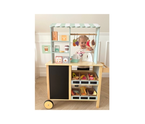 WOOPIE GREEN Sklepik Duży Wielofunkcyjny Drewniany Stragan Food Truck 73 el