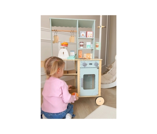 WOOPIE GREEN Sklepik Duży Wielofunkcyjny Drewniany Stragan Food Truck 73 el