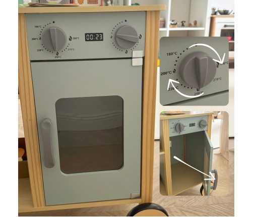 WOOPIE GREEN Sklepik Duży Wielofunkcyjny Drewniany Stragan Food Truck 73 el