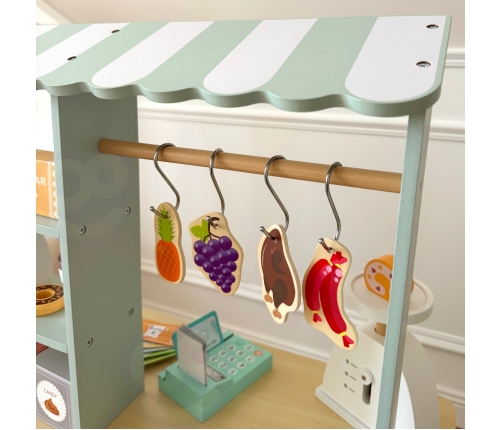 WOOPIE GREEN Sklepik Duży Wielofunkcyjny Drewniany Stragan Food Truck 73 el