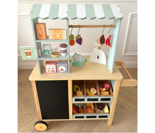 WOOPIE GREEN Sklepik Duży Wielofunkcyjny Drewniany Stragan Food Truck 73 el