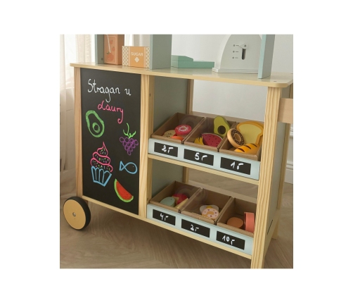 WOOPIE GREEN Sklepik Duży Wielofunkcyjny Drewniany Stragan Food Truck 73 el