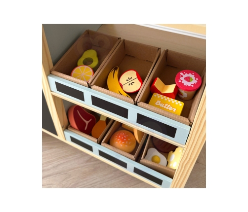 WOOPIE GREEN Sklepik Duży Wielofunkcyjny Drewniany Stragan Food Truck 73 el