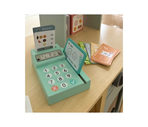 WOOPIE GREEN Sklepik Duży Wielofunkcyjny Drewniany Stragan Food Truck 73 el