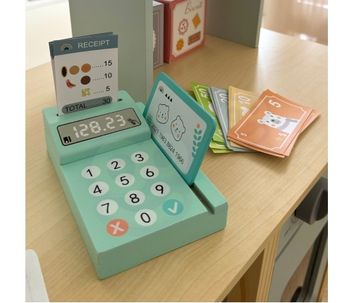 WOOPIE GREEN Sklepik Duży Wielofunkcyjny Drewniany Stragan Food Truck 73 el