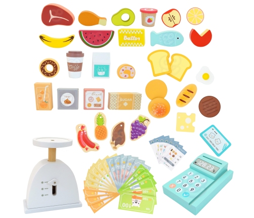 WOOPIE GREEN Sklepik Duży Wielofunkcyjny Drewniany Stragan Food Truck 73 el