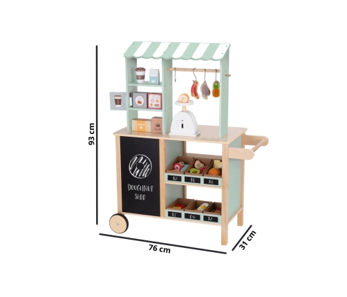 WOOPIE GREEN Sklepik Duży Wielofunkcyjny Drewniany Stragan Food Truck 73 el