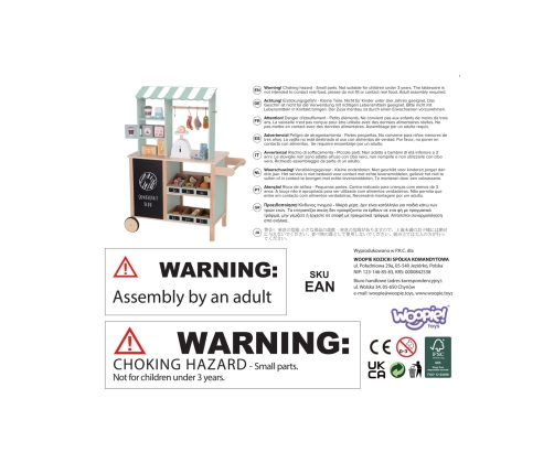 WOOPIE GREEN Sklepik Duży Wielofunkcyjny Drewniany Stragan Food Truck 73 el