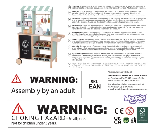 WOOPIE GREEN Sklepik Duży Wielofunkcyjny Drewniany Stragan Food Truck 73 el