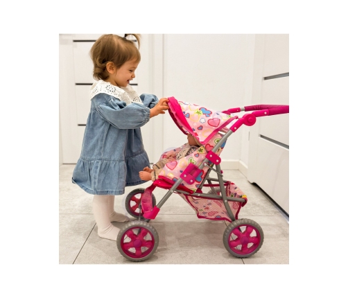 WOOPIE ROYAL Spacerówka Wózek dla Lalek Serca Kolorowe