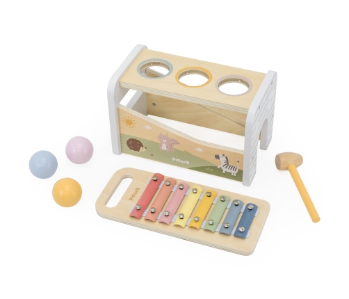 VIGA Drewniany Zestaw Wybijanka + Cymbałki Ksylofon 2w1