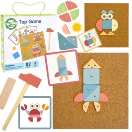 WOOPIE GREEN Drewniana Przybijanka z Młotkiem Układanka 20 wzorów 82 el. WOOPIE GREEN Drewniana Przybijanka z Młotkiem Układanka 20 wzorów 82 el.