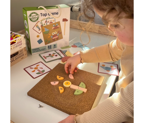 WOOPIE GREEN Drewniana Przybijanka z Młotkiem Układanka 20 wzorów 82 el.