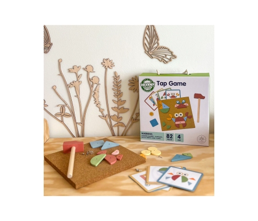 WOOPIE GREEN Drewniana Przybijanka z Młotkiem Układanka 20 wzorów 82 el.