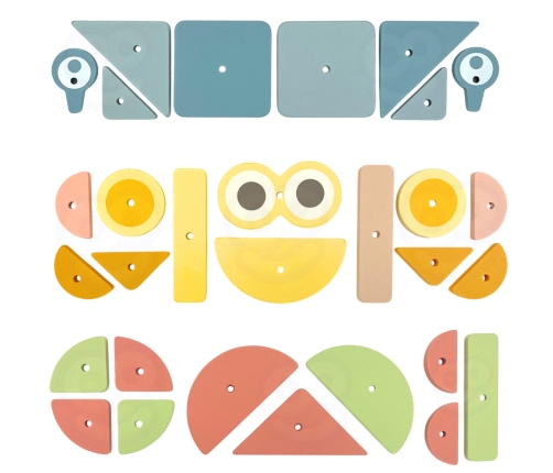 WOOPIE GREEN Drewniana Przybijanka z Młotkiem Układanka 20 wzorów 82 el.