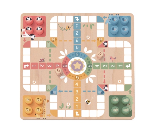 WOOPIE GREEN Gry Planszowe Logiczne 2w1 Ludo Chińczyk + Uwolnij Zwierzątka