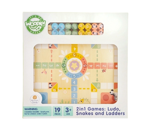 WOOPIE GREEN Gry Planszowe Logiczne 2w1 Ludo Chińczyk + Uwolnij Zwierzątka