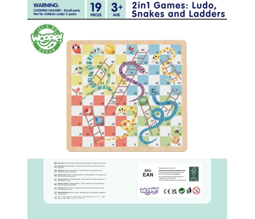 WOOPIE GREEN Gry Planszowe Logiczne 2w1 Ludo Chińczyk + Uwolnij Zwierzątka