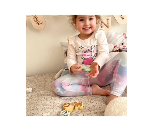 WOOPIE GREEN Drewniana Nawlekanka Klocki Przeplatanka ZOO Montessori 13 el.