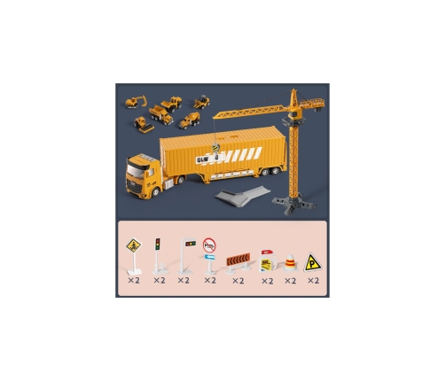 WOOPIE Samochód Ciężarowy 6w1 Zestaw Budowy Dźwig Resoraki Akcesoria